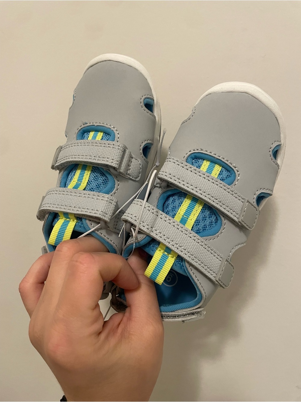 NWT Cat & Jack Grey, Blue and Yellow Kids Water Shoes